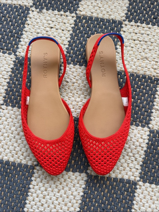 Rothy's Shoes - Rothy's Red Knit Pointed Slingback Flats